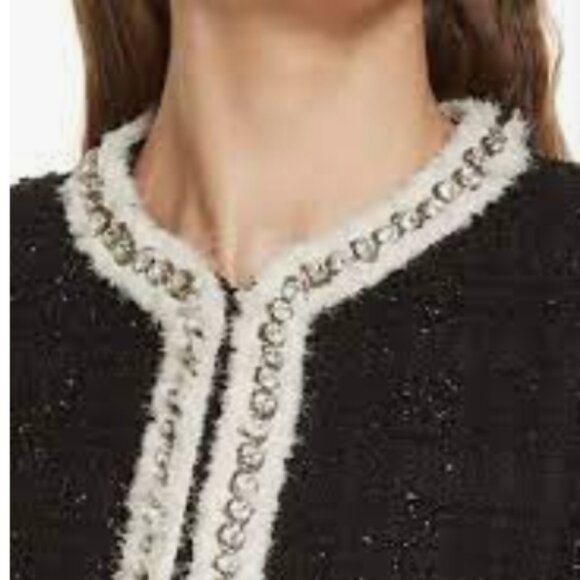 Alice + Olivia Black Andreas Embellished Textured Jacket Size Medium - Picture 4 of 5